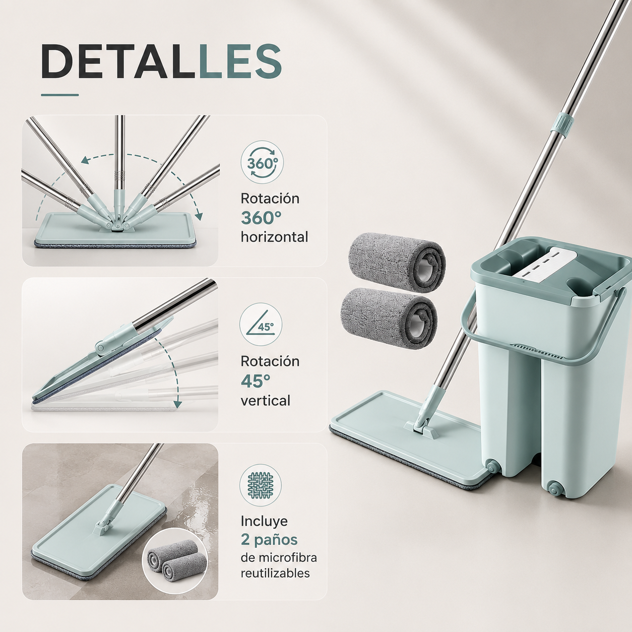 mopa trapeador plano premium 360°