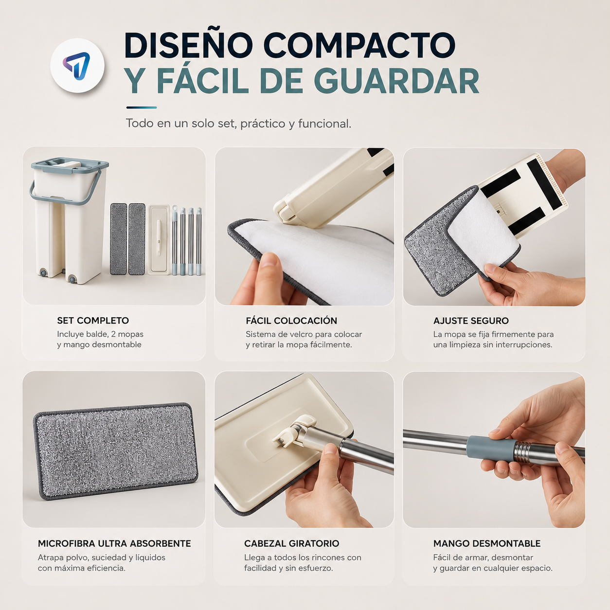 mopa trapeador plano premium 360°