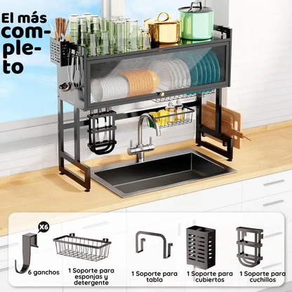 Secaplatos Escurridor Vajilla Rack Cocina C/ Tapa Sobrebacha
