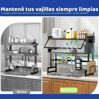 Secaplatos Escurridor Vajilla Rack Cocina C/ Tapa Sobrebacha