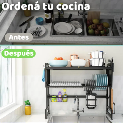 Secaplatos Escurridor Vajilla Rack Cocina C/ Tapa Sobrebacha