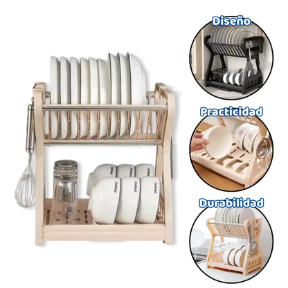 Escurridor Seca Platos 2 Niveles Para Vajilla Cocina