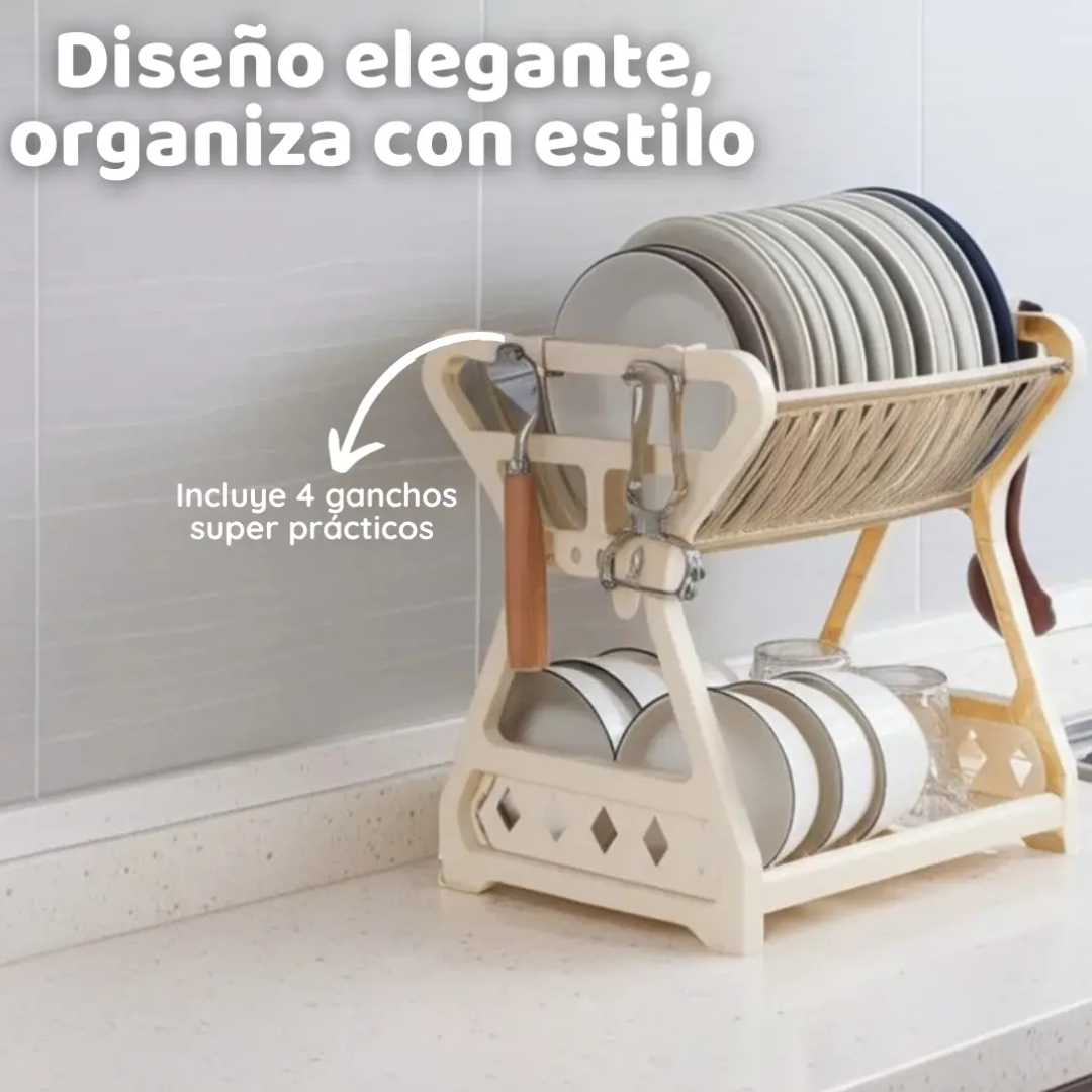 Escurridor Seca Platos 2 Niveles Para Vajilla Cocina