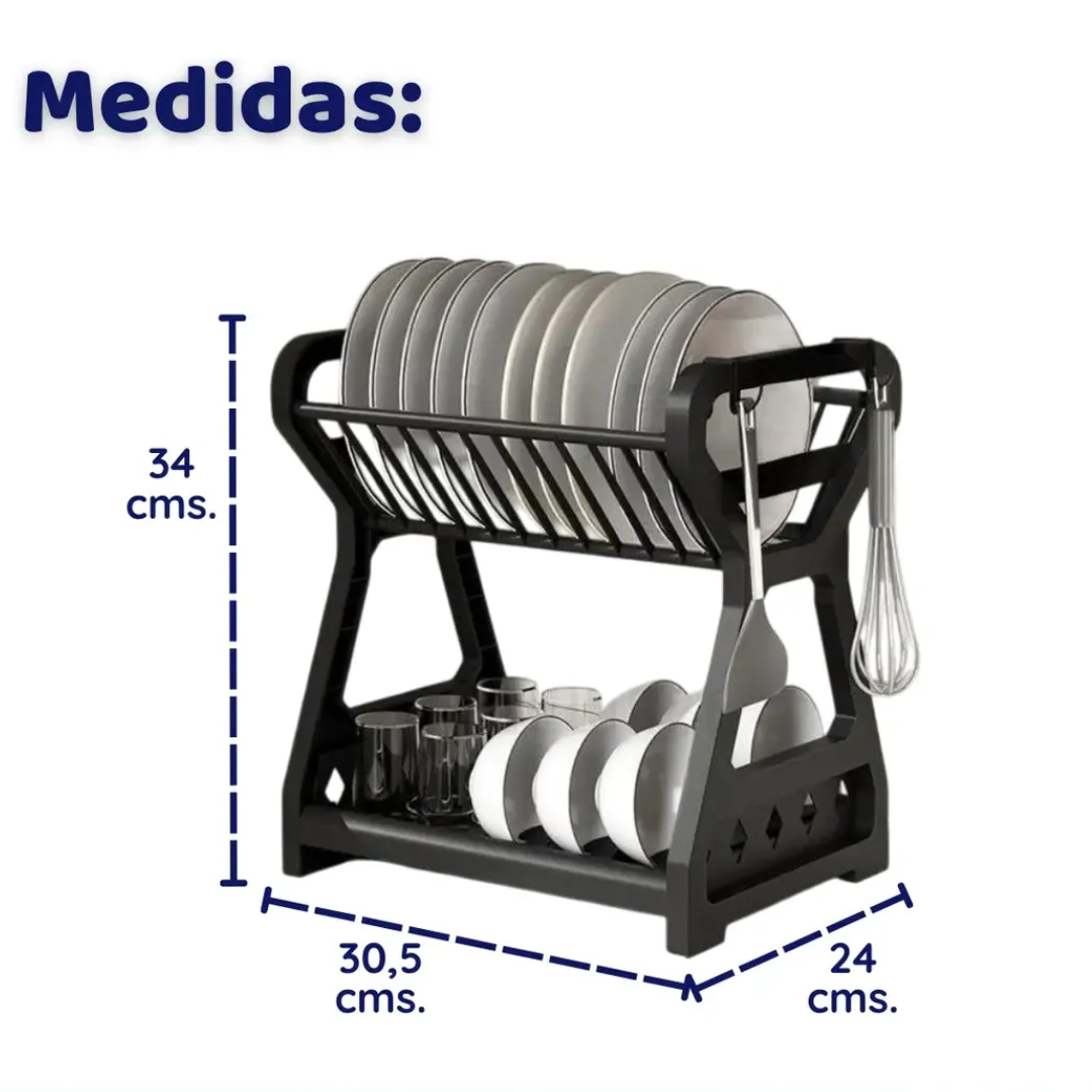 Escurridor Seca Platos 2 Niveles Para Vajilla Cocina