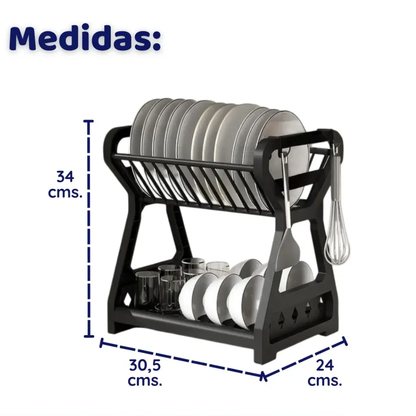 Escurridor Seca Platos 2 Niveles Para Vajilla Cocina